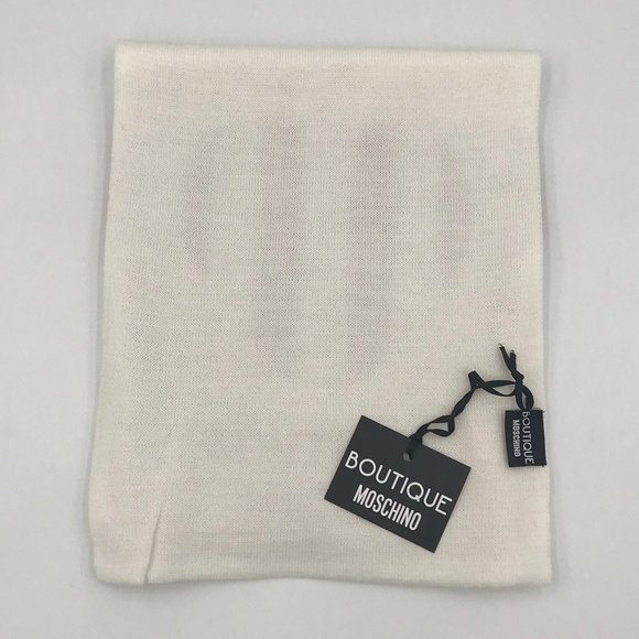 Auth Moschino white mixed wool scarf + tag - Picture 3 of 7